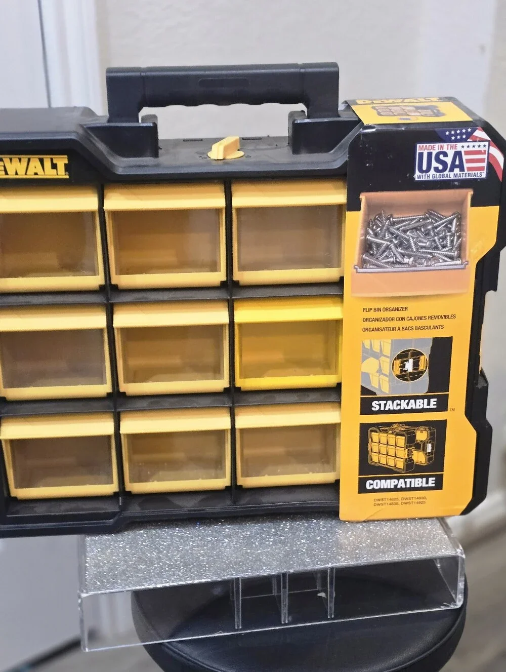 Dewalt 12-Compartment Parts Organizer Flip Stackable Bin